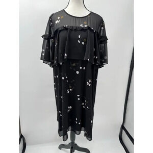 Alfani‎ Women's A-Line Black Pleated Short Sleeve Casual Dress Size 14